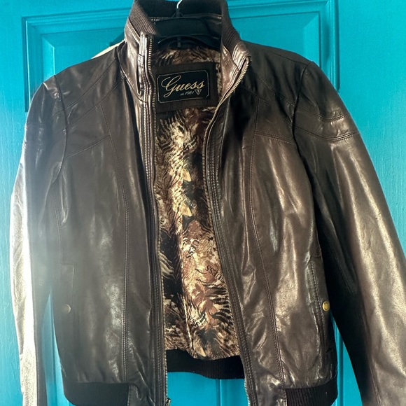 Guess brown leather jacket - Picture 2 of 2